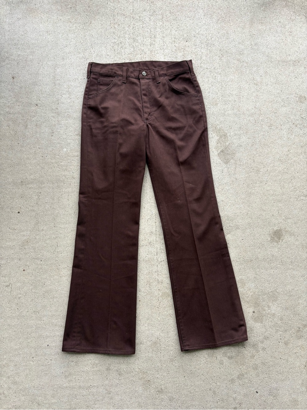 Vintage 70s Lee Riders Made in USA Talon 42 Boot Cut Flare Pants Brown 32 x 32
